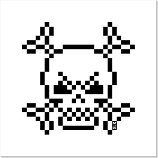 Skull And Crossbones Small (Pixel Art / Jolly Roger / Outline) Posters and Art